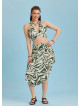 Boyundan Bağlamalı Desenli Crop Bluz 6340