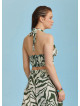 Boyundan Bağlamalı Desenli Crop Bluz 6340